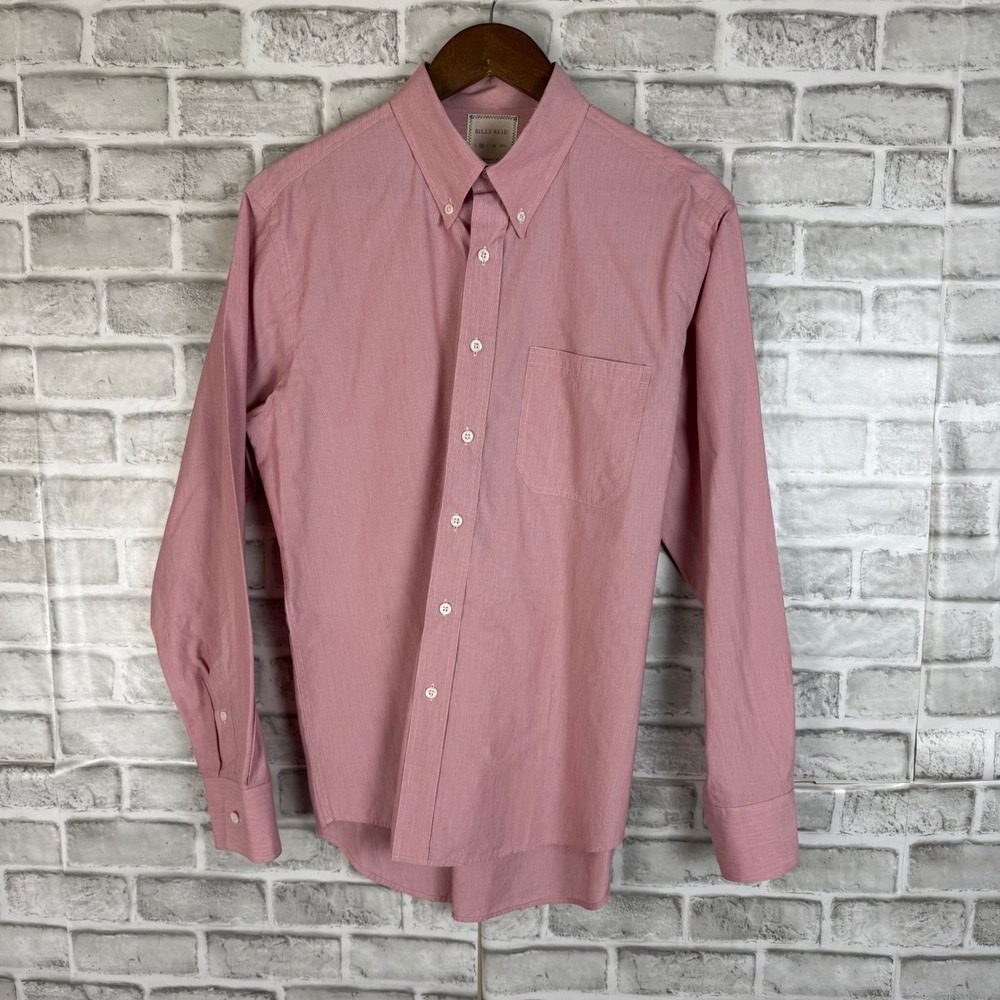 Billy Reid Mens Solid Light Pink Button Down Shirt Standard Cut MEDIUM Cotton